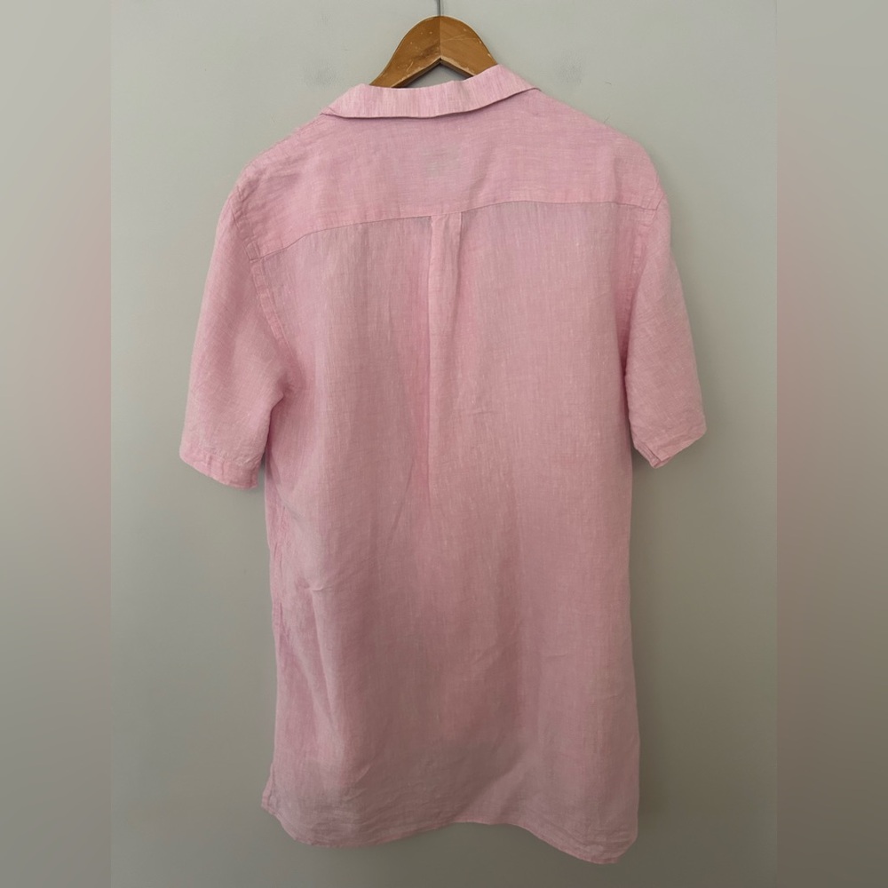 AZULU Colombia Pink Linen Button Down Shirt - Picture 2 of 4